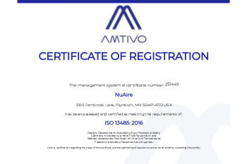 NuAire ISO Certificate 13485:2016