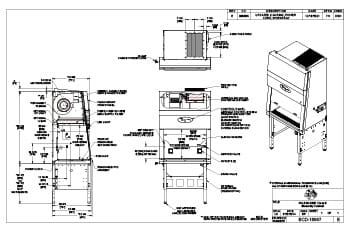 NU-540-300E 0.9m 230V Class II, Type A2 Biosafety Cabinet - Engineering Drawing