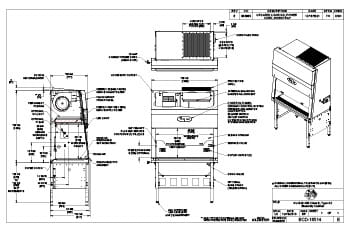 NU-540-500 4FT 115V Class II, Type A2 Biosafety Cabinet - Engineering Drawing