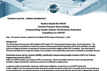 NU-PR797 Performance Evaluation for Compliance to USP797