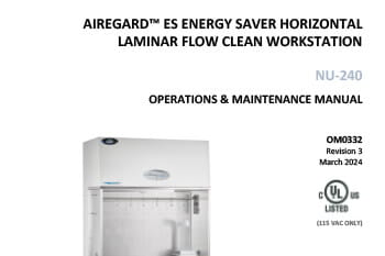 OM0332 NU-240 Laminar Flow Hood Manual