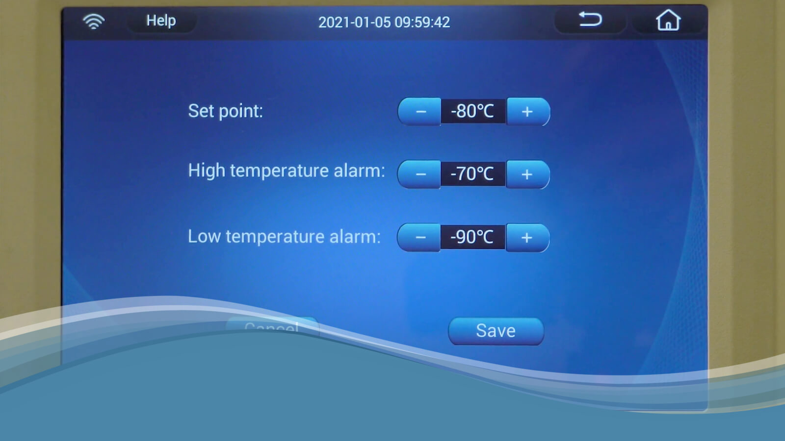 Set Temperature Alarms on Blizzard VFT Freezer