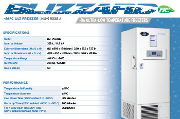 Ultralow Freezer NU-99338J Specification