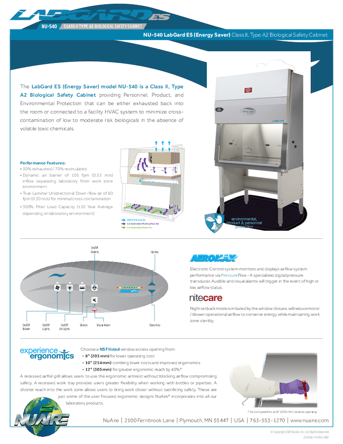 LabGard ES NU-540 Class II, Type A2 Biosafety Cabinet