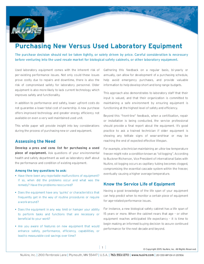 Buying New vs Used Lab Equipment