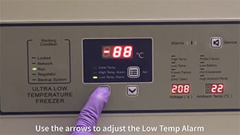 Blizzard NU-99XXXJ Ultralow Freezer Setting Low Temperature Alarm