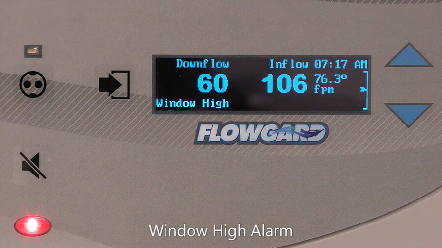 Biosafety Cabinet FlowGard Control System Window and Airflow Alarms