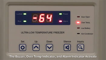 Blizzard NU-99100J Ultralow Freezer Responding to High Temperature Alarm