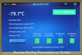 Blizzard VFT Ultralow Freezer Inquiring About the Operating Status and Temp Record
