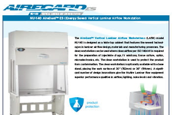 AireGard NU-140 Vertical Laminar Airflow Workstation Flyer