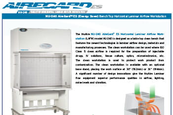 AireGard NU-240 Bench Top Style Horizontal Laminar Airflow Workstation