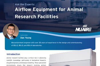 Preview of NuAire white paper on airflow solutions in animal labs, authored by biocontainment engineer Dan Yoong
