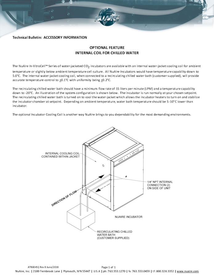 Internal Coil for Chilled Water in Incubators