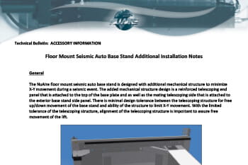 Floor Mount Seismic Auto Base Stand Additional Installation Notes
