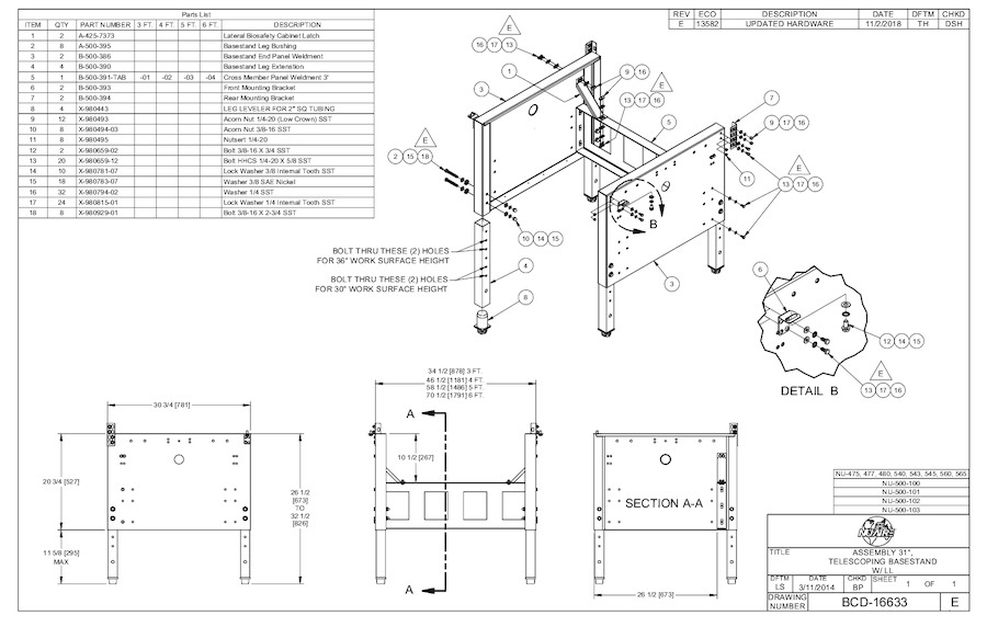 Telescoping Base Stand Assembly with Leg Levelers 31-inch Depth