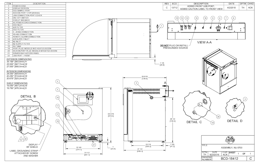 NU-5700 CO2 Incubator Cut Sheet