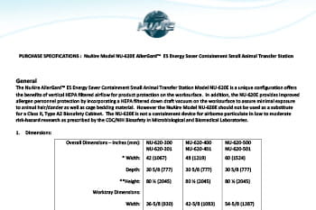 Cage Changing Station NU-620E (230V) Specification