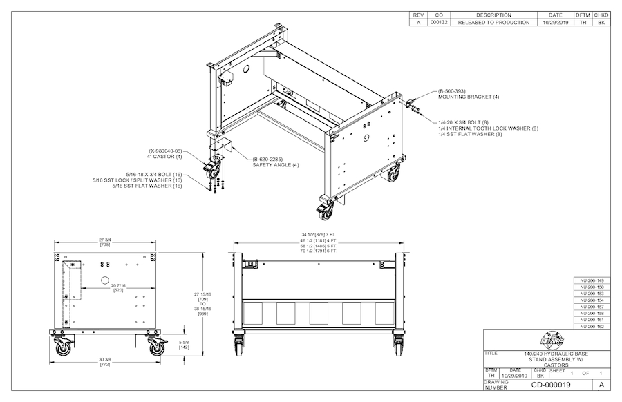 Motorized Base Stand with Casters for NU-140 & NU-240