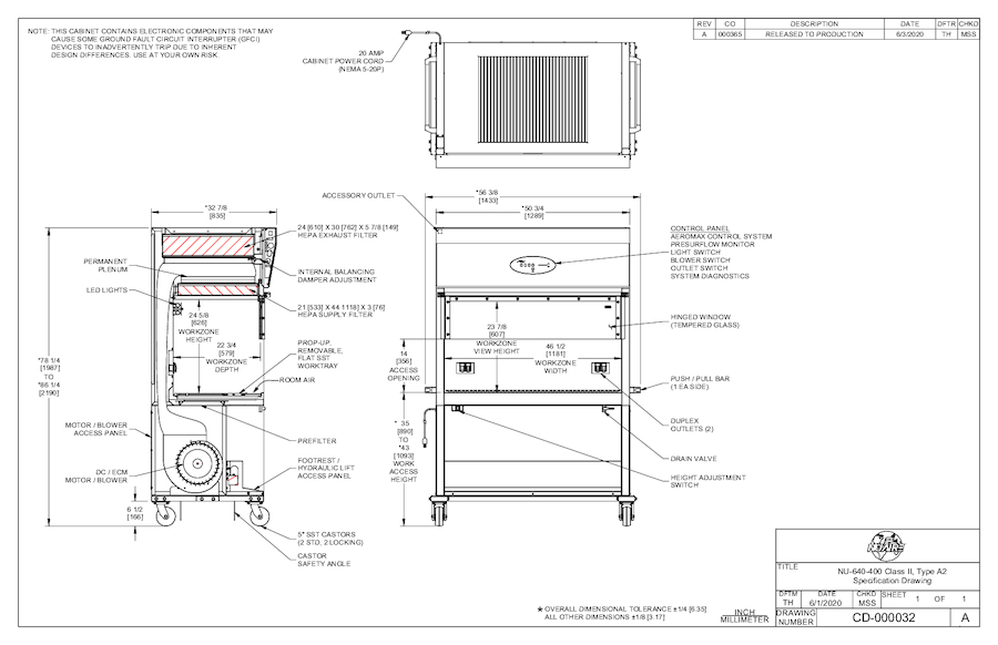 NU-640-400 Animal Handling Biosafety Cabinet Cut Sheet