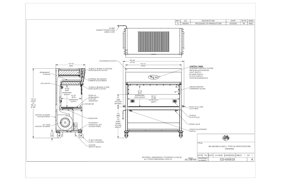 NU-640-500 Animal Handling Biosafety Cabinet Cut Sheet