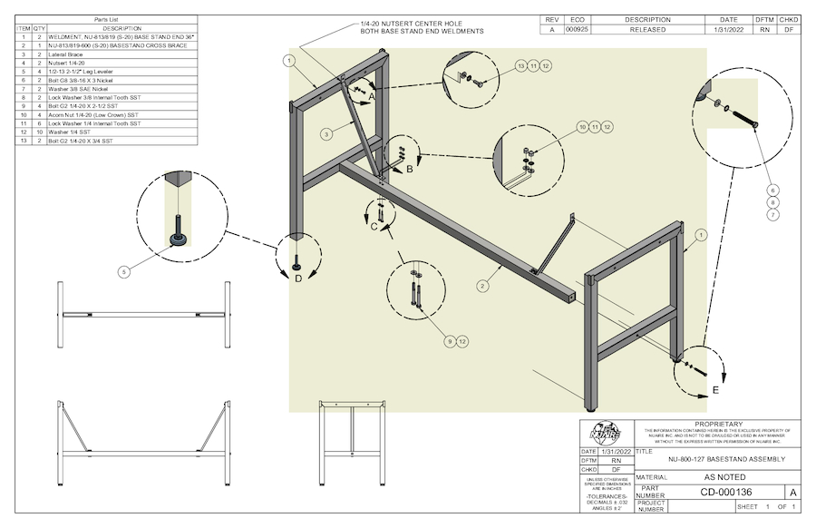 NU-800-127 Base Stand Assembly