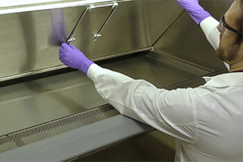Checking the Paper Catch in a Biosafety Cabinet