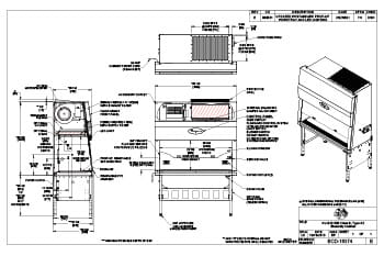NU-543-500 Biosafety Cabinet Spec Drawing
