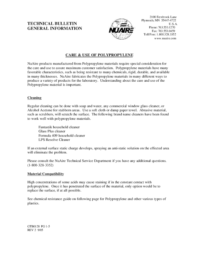 Care and Use of Polypropylene