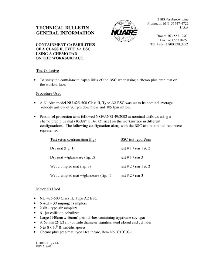 Using a Chemo Pad in a Class II, Type A2 Biosafety Cabinet
