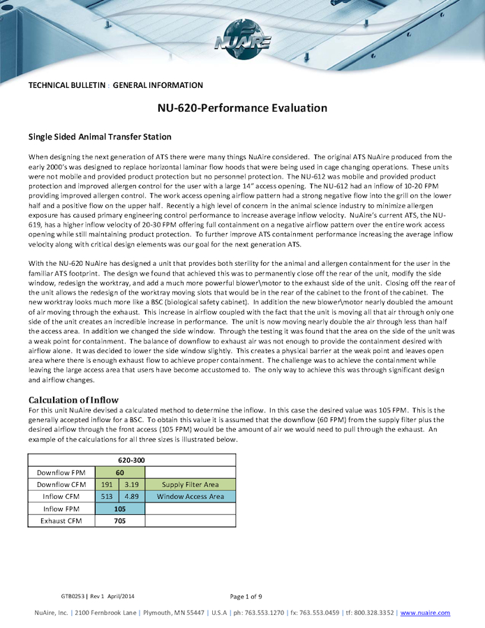 NU-620 Performance Evaluation