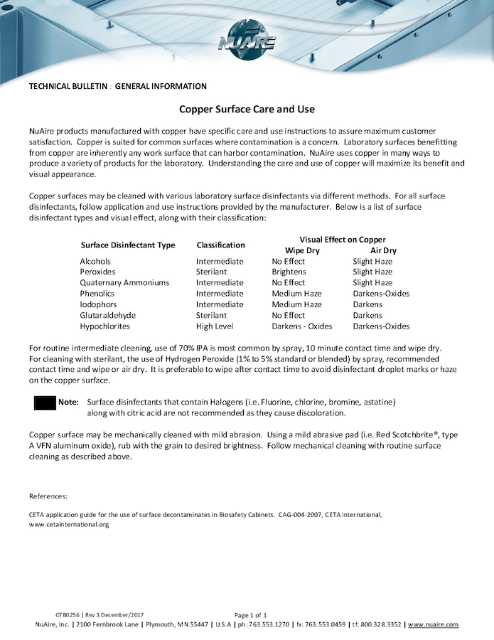 Copper Surface Care and Use