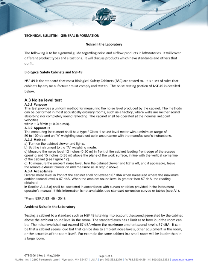 Noise Considerations in Laboratories