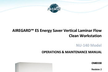 NuAire NU-140 (115V) AireGard™ Laminar Flow Clean Workstation Operations & Maintenance Manual
