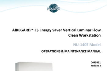 NuAire NU-140E (230V) AireGard™ Laminar Flow Clean Workstation Operations & Maintenance Manual