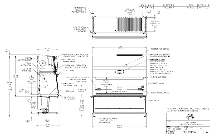 NU-340 Laminar Airflow Workstation smooth, cleanable work zone