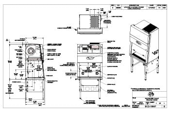 NU-540-300E 0.9m 230V Class II, Type A2 Biosafety Cabinet – Engineering Drawing
