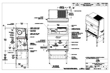 NU-540-400 4FT 115V Class II, Type A2 Biosafety Cabinet – Engineering Drawing