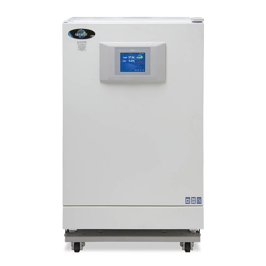 In-VitroCell NU-5810 Direct Heat CO2 Incubator installed on a NU-1582 Castered Platform with Leg Levelers