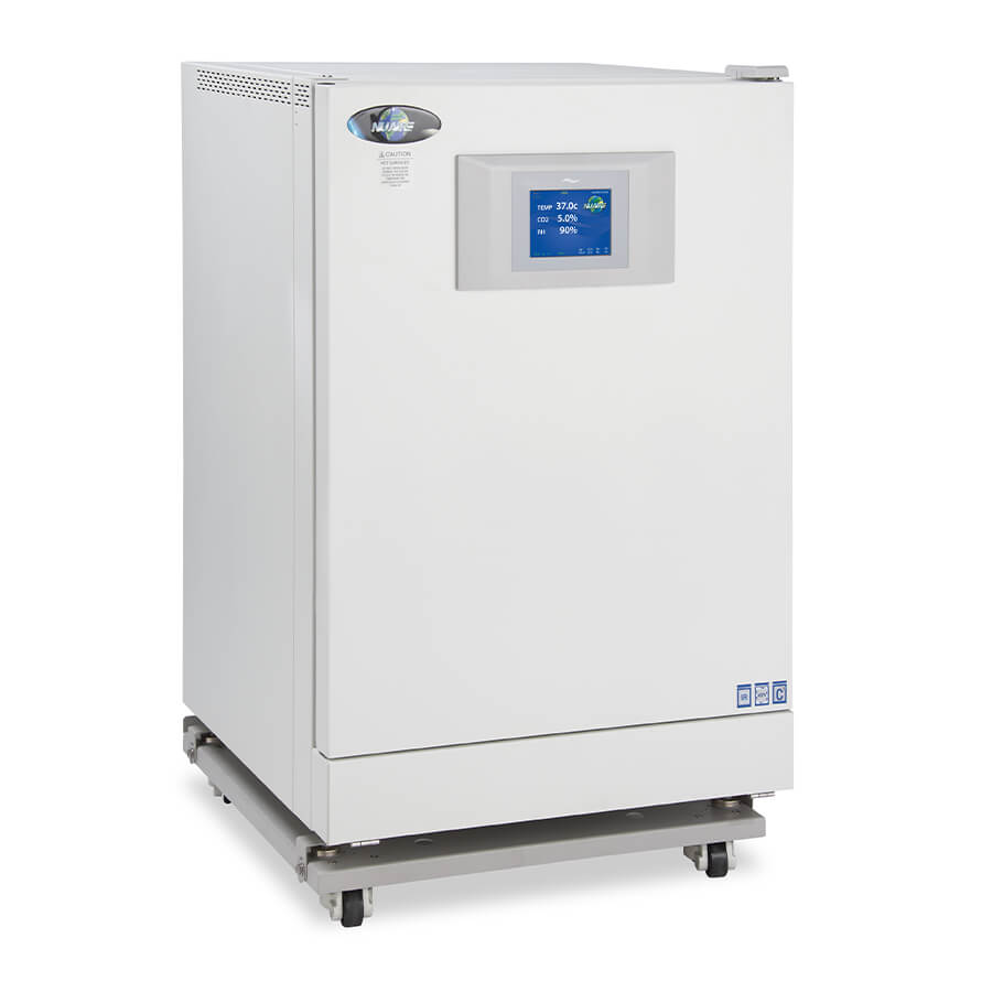 In-VitroCell NU-5820 Direct Heat CO2 Incubator with Humidity Control featured on a NU-1582 Castered Platform Base