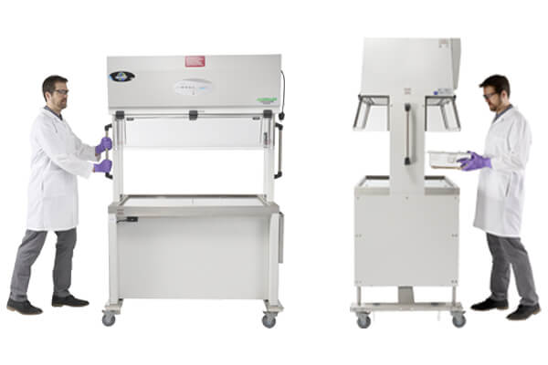 NuAire NU-622 Dual-Sided Animal Transfer Station with reduced height and lighter weight for easier installation