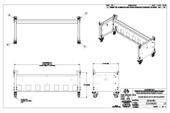 NU-800 Telescoping Base Stand with Casters - Engineering Drawing