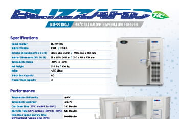 NU-99100J Ultralow Temperature Freezer - Product Specifications
