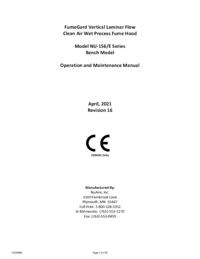 NU-156 and NU-156E Manual