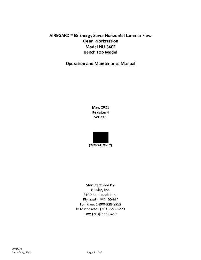 NU-340E Series 1 Manual