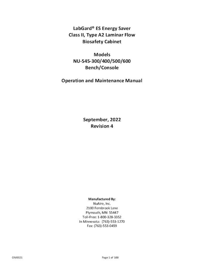 NU-545 Operation and Maintenance Manual