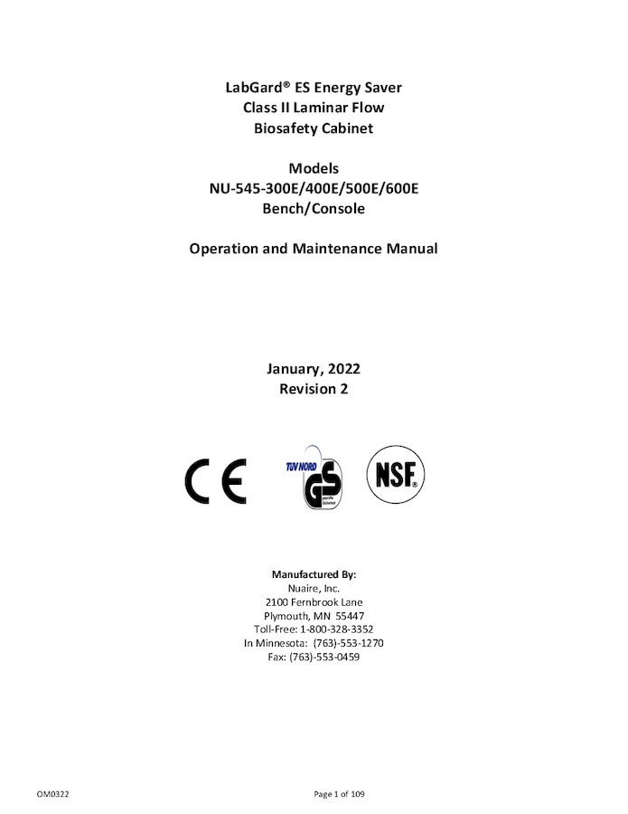 NU-545E Operation and Maintenance Manual
