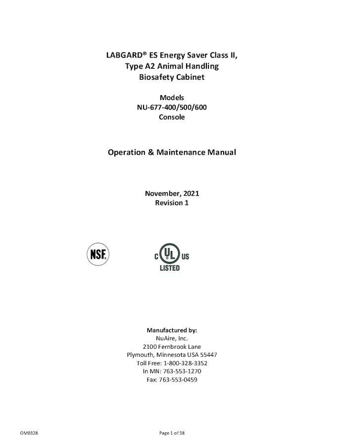 OM0328 NU-677 Operation & Maintenance Manual