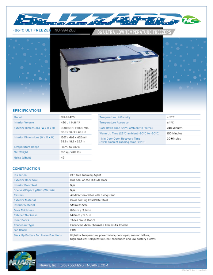 Ultralow Freezer NU-99420J