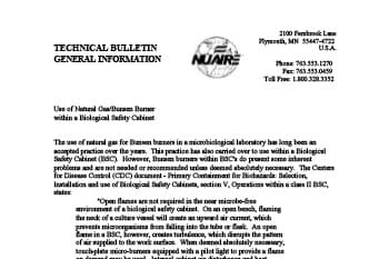 Use of Natural Gas or Bunsen Burner within a Biosafety Cabinet